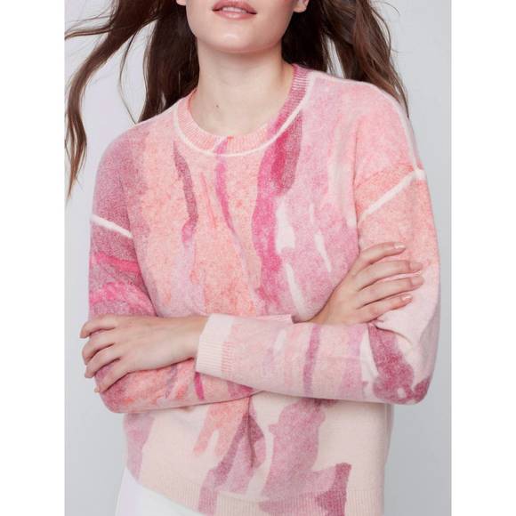 NEW CHARLIE B reversible printed sweater in orchid - Picture 2 of 7